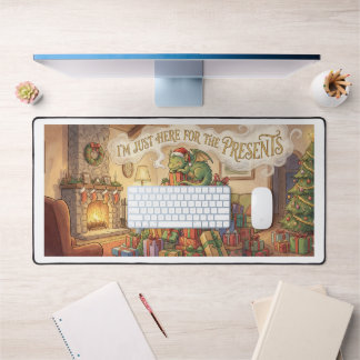 Christmas Desk Mat – Funny Dragon & Presents – Fes
