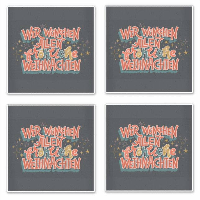 CHRISTMAS DEUTSCHES LETTERING WIR WUNSCHEN ALLEN F AUFKLEBER (Vorderseite)