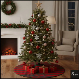 Christmas Diagonal Stripes Red Green Bow Polyester Weihnachtsbaumdecke