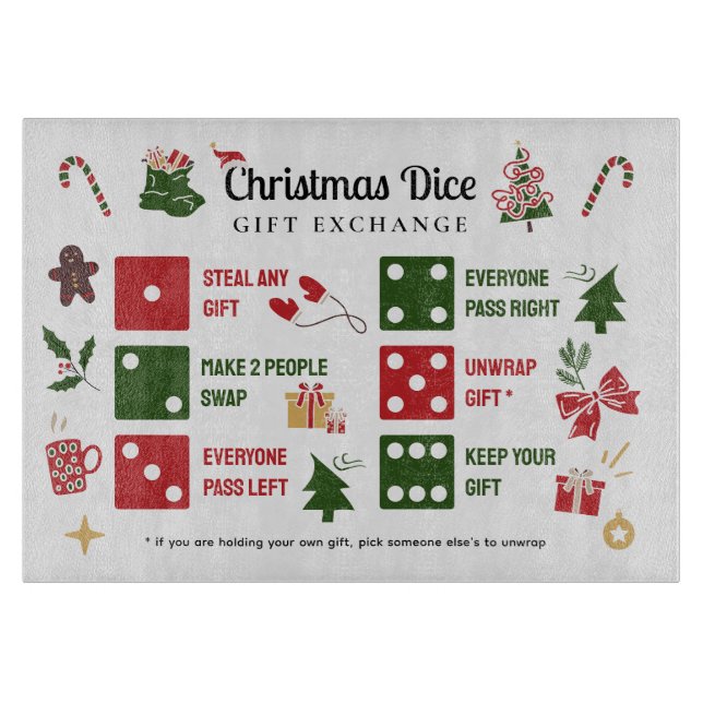 Christmas Dice Gift Exchange Cutting Board Schneidebrett (Vorderseite)