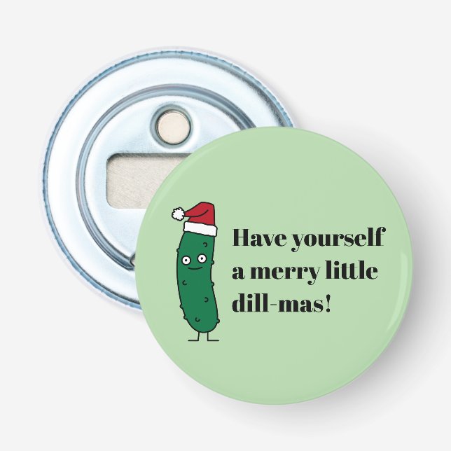 Christmas Dill Pickle wearing a Santa Hat Flaschenöffner (Vorderseite)