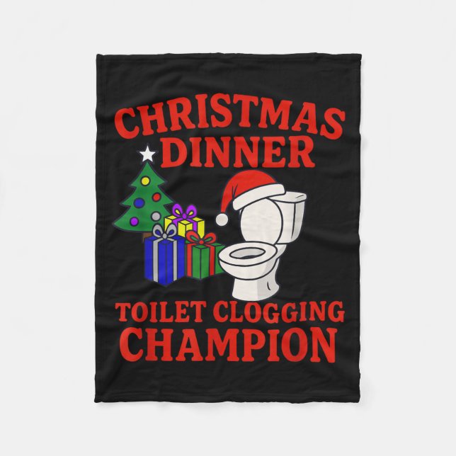 Christmas Dinner Toilet Clogging Chamon _ Funny Ch Fleecedecke (Vorderseite)