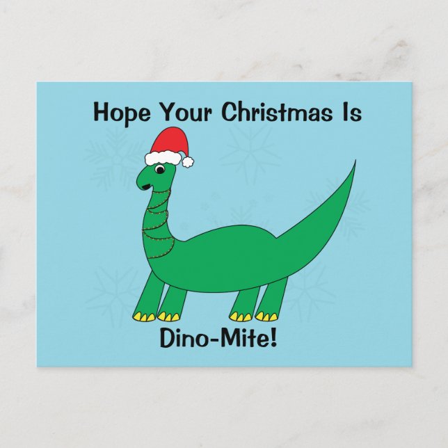 Christmas Dinosaur Dinomite Funny Personalize Postkarte (Vorderseite)