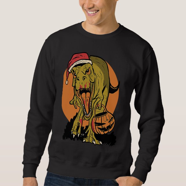 Christmas Dinosaur rex Halloween Pumpkin  Cool Sweatshirt (Vorderseite)