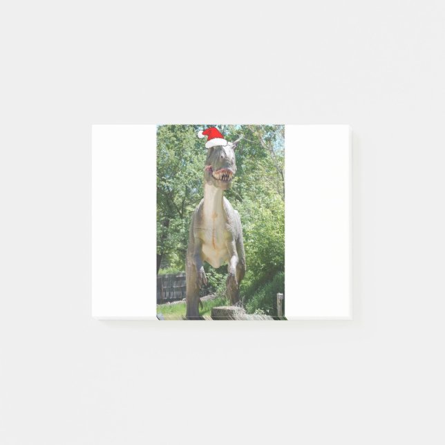 Christmas Dinosaur Santa Claus Post-it Klebezettel (Vorderseite)