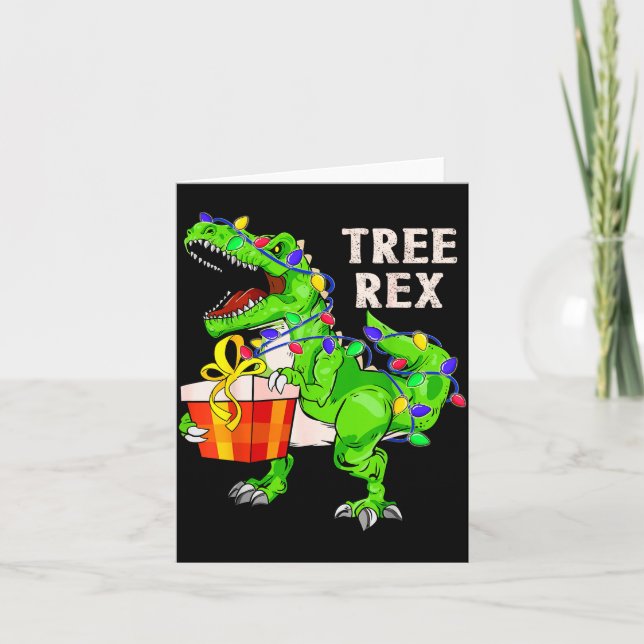 Christmas Dinosaur Shirt Tree Rex Pajamas Xmas Men Karte (Vorderseite)