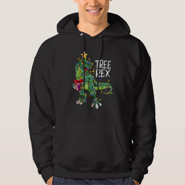 Christmas Dinosaur Tree Rex Pajamas  Christmas Cos Hoodie (Vorderseite)