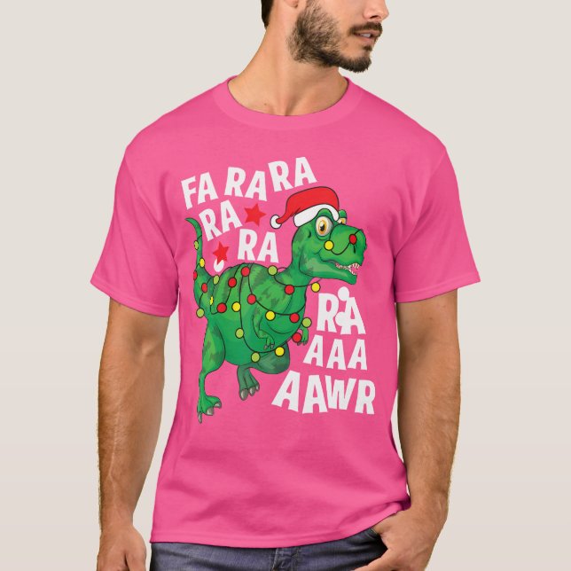 Christmas Dinosaur Weihnachtsmannmütze Fa Ra Ra Ra T-Shirt (Vorderseite)