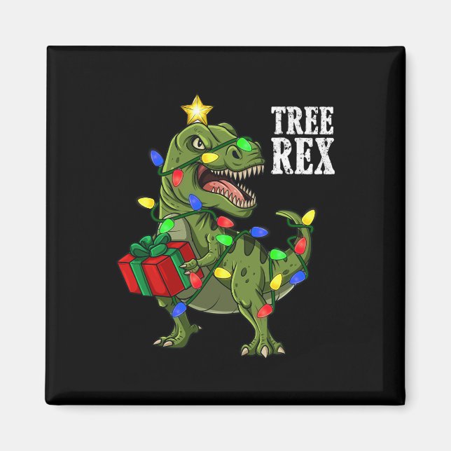 Christmas Dinosaurier Tree Rex Boys Girls Kids Xma Magnet (Vorne)