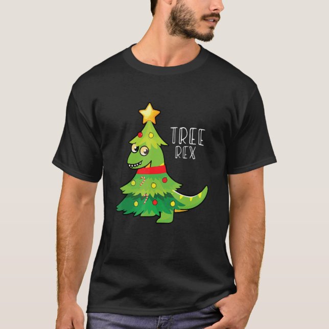 Christmas Dinosaurier Tree Rex Pajamas Men Boys Ki T-Shirt (Vorderseite)