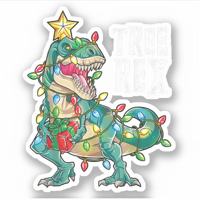 Christmas Dinosaurier Tree Rex Pajamas Men Boys Xm Aufkleber (Vorderseite)