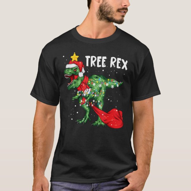 Christmas Dinosaurier Tree Rex Pajamas Men Boys Xm T-Shirt (Vorderseite)