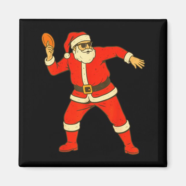 Christmas Disc Golf Vintage Funny Santa Xmas  Magnet (Vorne)
