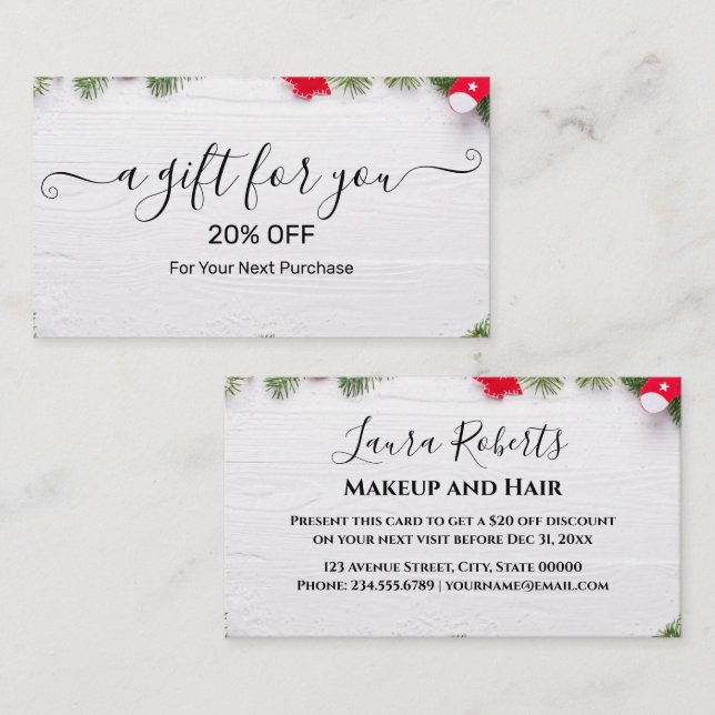 Christmas Discount Card – Festive Holiday Savings Rabattkarte (Vorne/Hinten)