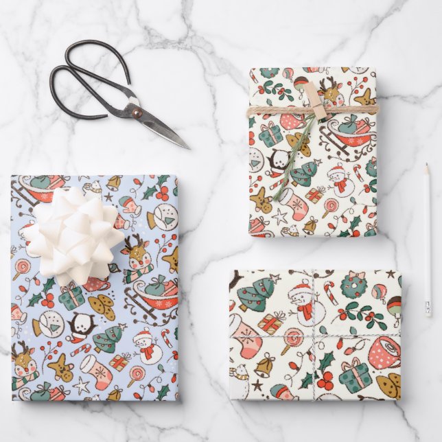 Christmas Ditsy Doodles  Geschenkpapier Set (Vorderseite)