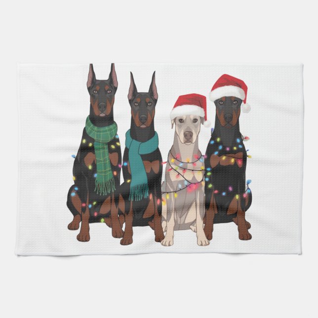 Christmas Doberman Lover Dog Mama Holiday Geschirrtuch (Horizontal)