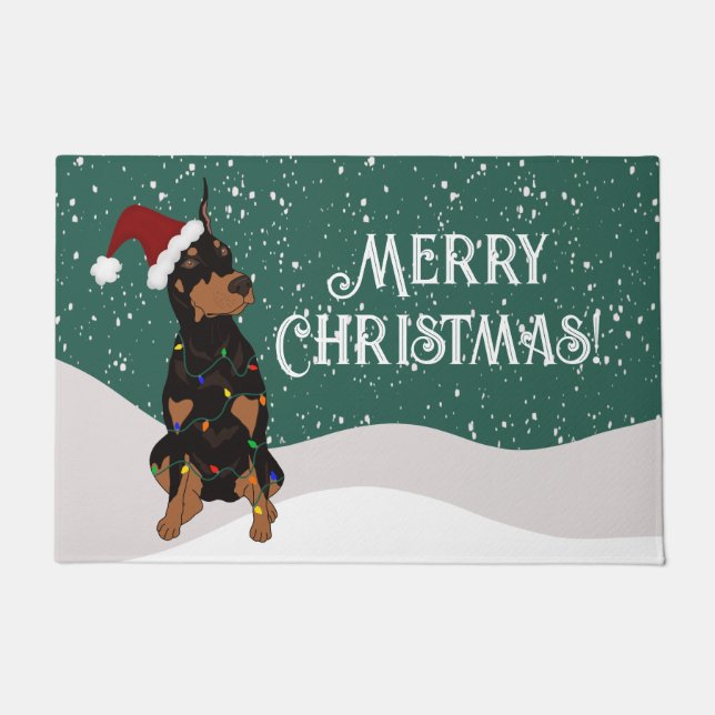 Christmas Doberman Pinscher Fußmatte (Vorderseite)