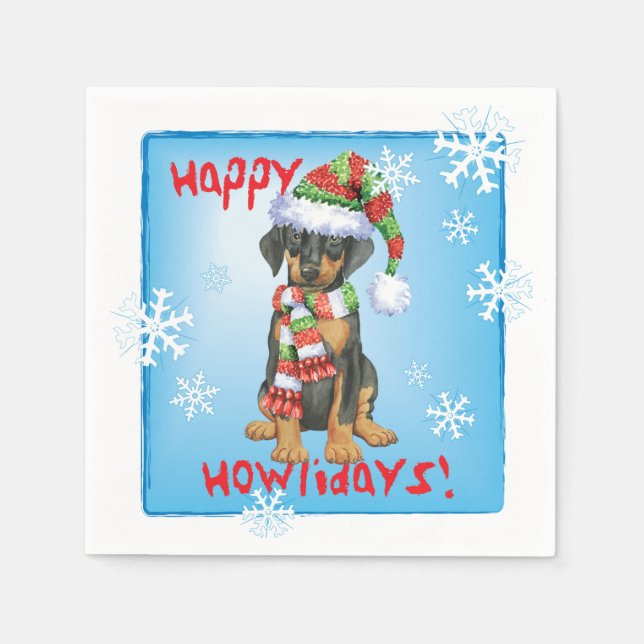 Christmas Doberman Pinscher Serviette (Vorderseite)