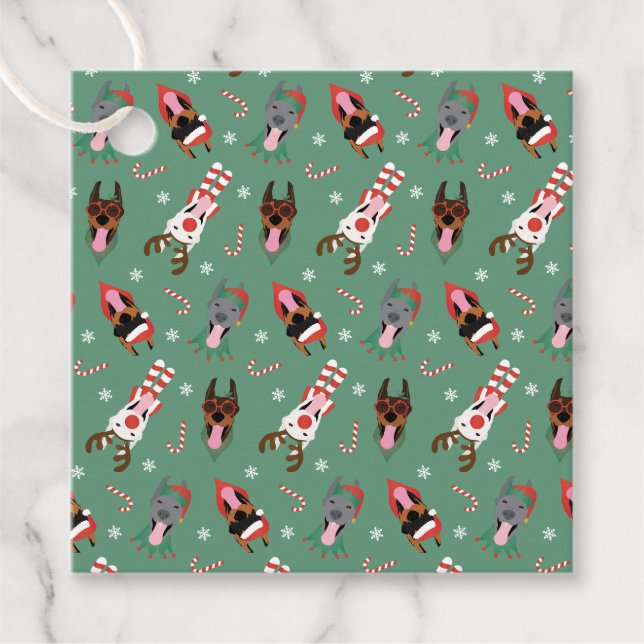 Christmas Dobermann Hunde Geschenkanhänger (Vorderseite)