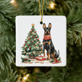 Christmas Dobermann Hunde Keramikornament