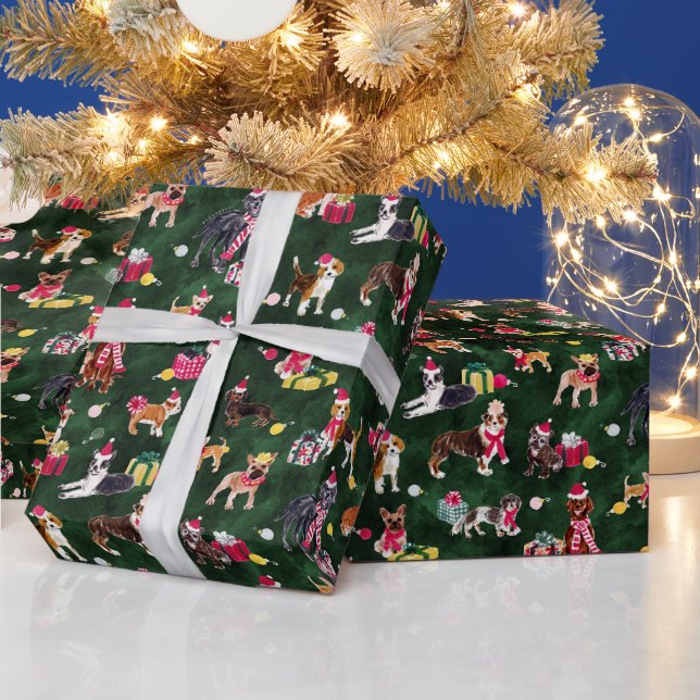 CHRISTMAS DOG CUTENESS EMERALD GESCHENKPAPIER (Feiertage)