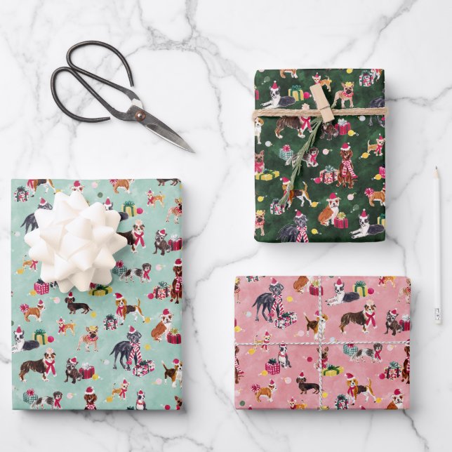 CHRISTMAS DOG CUTENESS GESCHENKPAPIER SET (Vorderseite)
