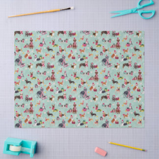 CHRISTMAS DOG CUTENESS MINT SEIDENPAPIER