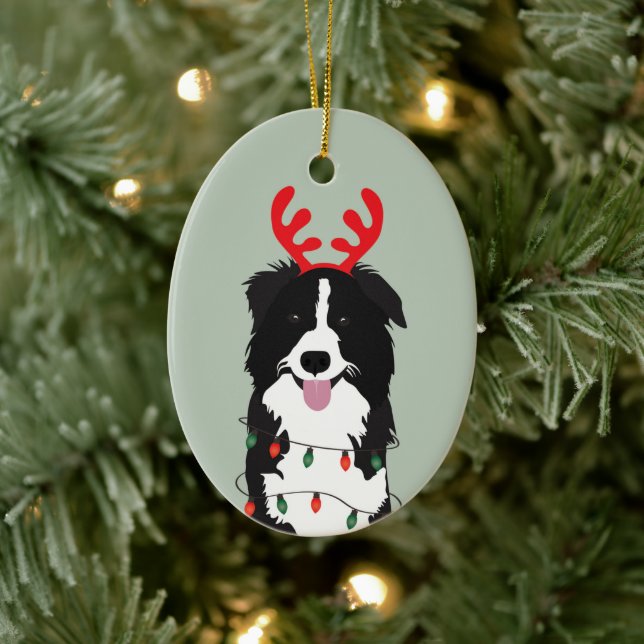 Christmas Dog Happy Pawlidays Keramik Ornament (Baum)