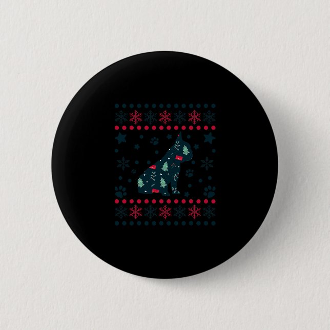Christmas Dog Pattern Französischer Bulldog Besitz Button (Vorderseite)