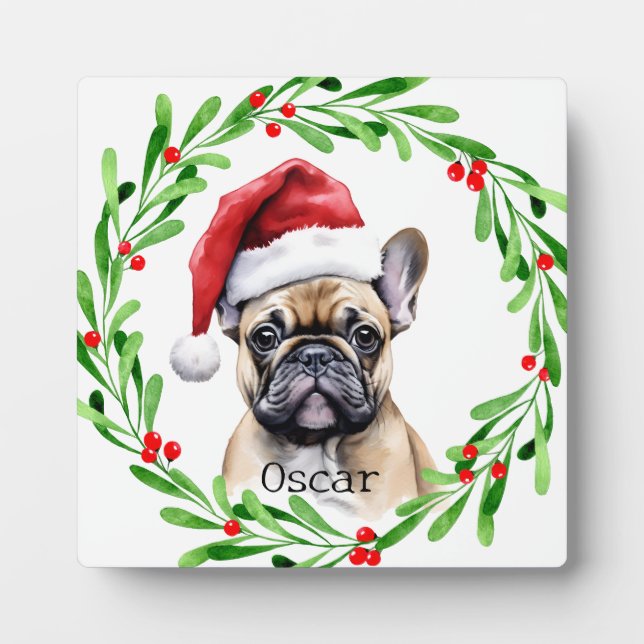 Christmas Dog Tan Frenchie French Bulldog Fotoplatte (Vorderseite)