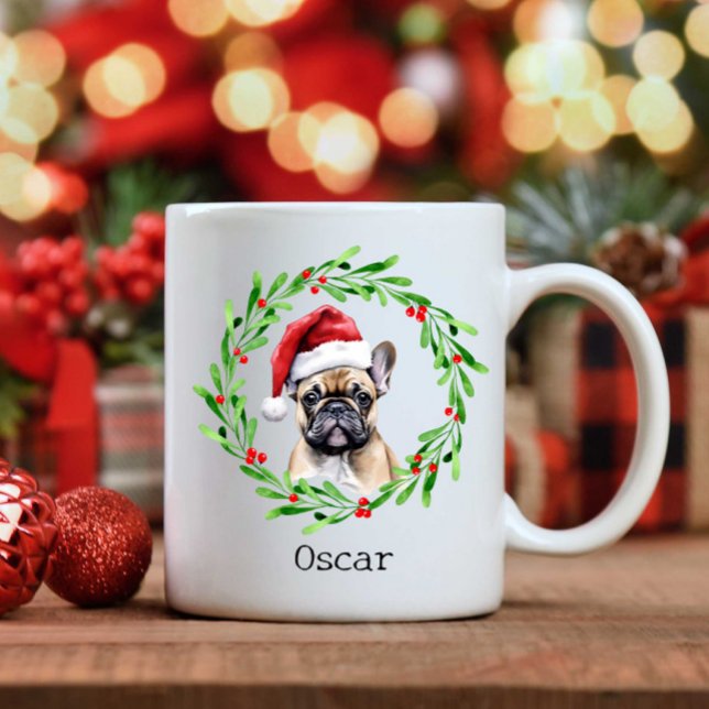 Christmas Dog Tan Frenchie French Bulldog Kaffeetasse (Von Creator hochgeladen)