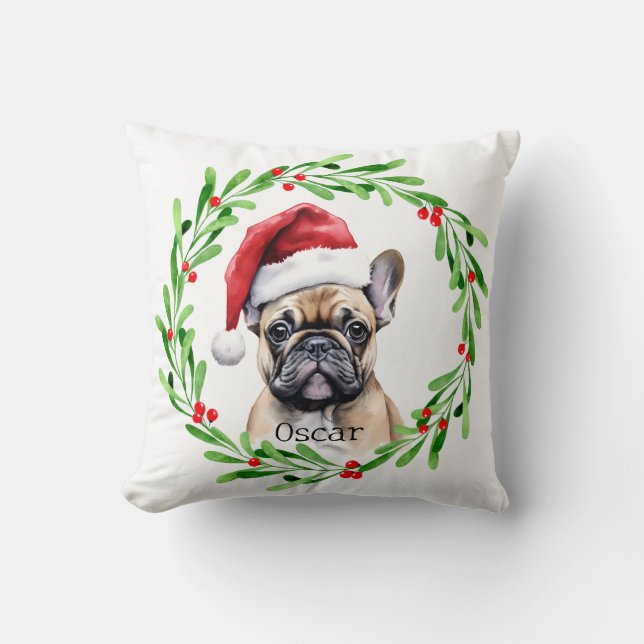 Christmas Dog Tan Frenchie French Bulldog Kissen (Vorderseite)