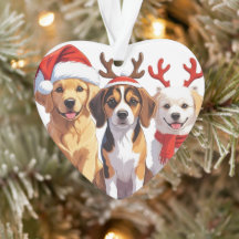 Christmas Dog Trio Weihnachtsmannmütze Antlers
