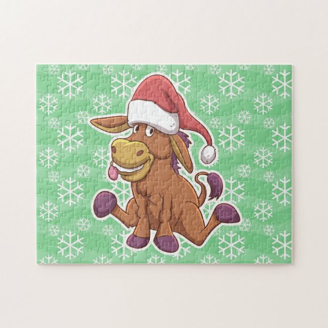 Christmas Donkey Cartoon (Horizontal)