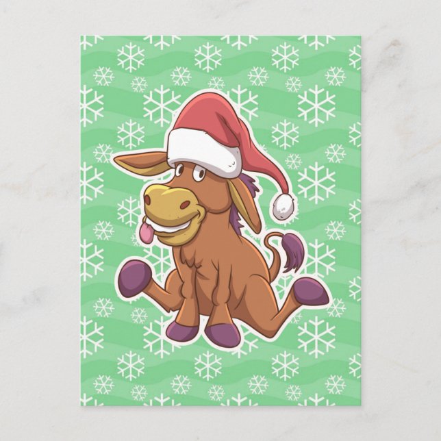 Christmas Donkey Cartoon Postkarte (Vorderseite)