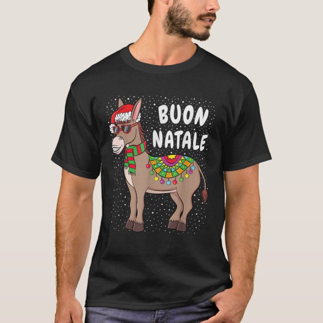 Christmas Donkey T Shirt Buon Natale American Ital (Vorderseite)