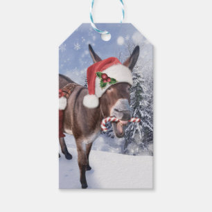 Christmas donkey with funny red hat geschenkanhänger