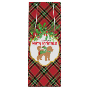 Christmas Doodle Doodle Red Kariert Personalisiert Geschenktüte Für Weinflaschen