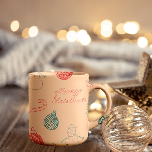 Christmas Doodle Pattern | Snowmen, Trees & Candy  Kaffeetasse (Von Creator hochgeladen)