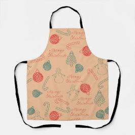 Christmas Doodle Pattern | Snowmen, Trees & Candy  Schürze