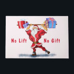 Christmas Doormat Bodybuilder Santa with Gift Fußmatte<br><div class="desc">Bodybuilder Santa Claus with Christmas Gifts - Fun Cartoon Painting Funny Collection - Choose / Add Your Unique Text / Name / Color - Make Your Special Gift - Resize and move or remove and add elements / text with customization tool ! Painting and Design by MIGNED. Please see my...</div>