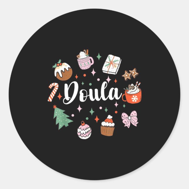 Christmas Doula Midwife Birth Worker Stpartum Xmas Runder Aufkleber (Vorderseite)