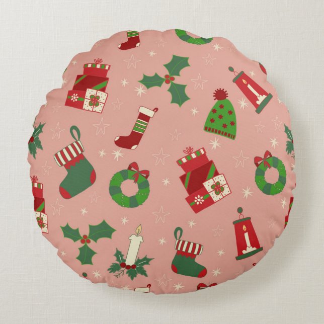 Christmas Drawing  Rundes Kissen (Vorderseite)