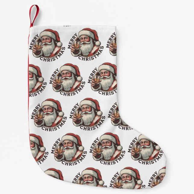 Christmas Drinking Bourbon Party Whiskey Lover  Kleiner Weihnachtsstrumpf (Vorderseite)