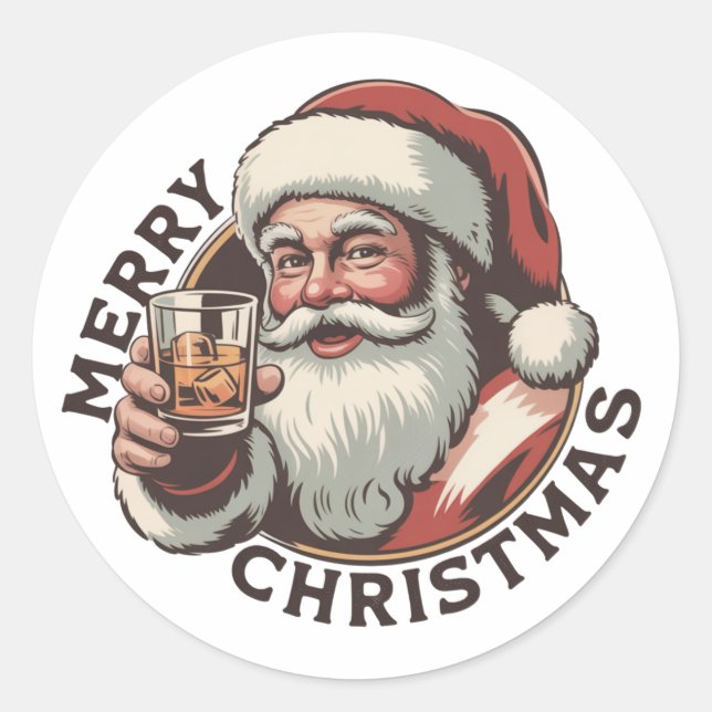 Christmas Drinking Bourbon Party Whiskey Lover  Runder Aufkleber (Vorderseite)