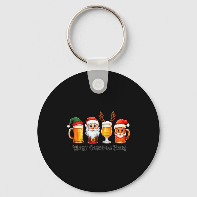 Christmas Drinking Merry Christmas Santa Beer  Schlüsselanhänger (Vorderseite)