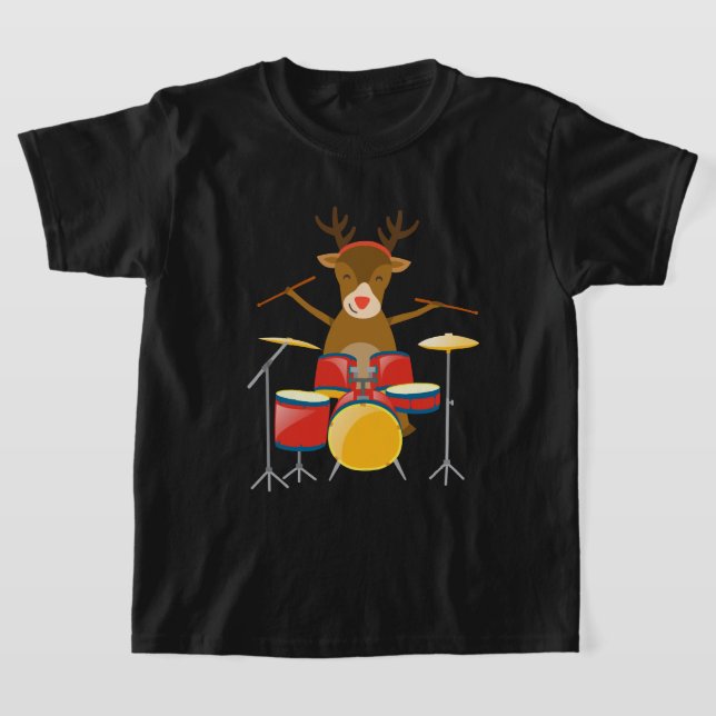 Christmas Drummer Reindeer Drum Set Holidays T-Shirt (Ablage )
