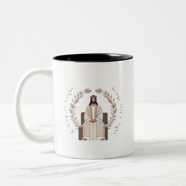 Christmas | Ein König, so hell | Jesus | Neutrale Zweifarbige Tasse (Links)