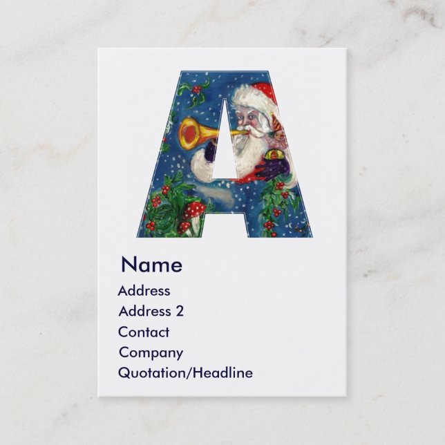 CHRISTMAS EIN SCHREIBEN / SANTA BUGLER-MONOGRAMM VISITENKARTE (Vorderseite)