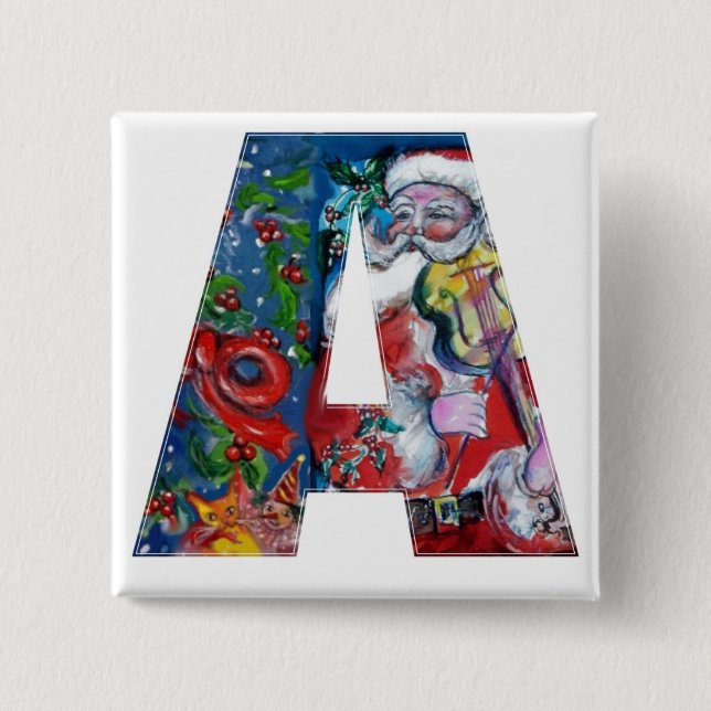 CHRISTMAS EIN SCHREIBEN / SANTA MIT VIOLIN-MONOGRA BUTTON (Vorderseite)